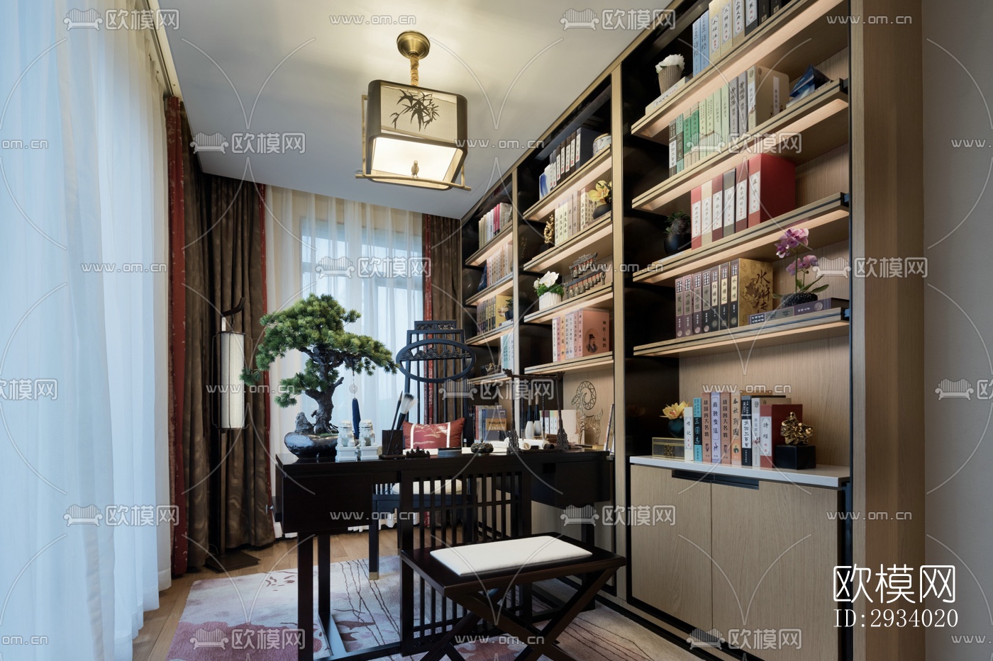 新中式别墅效果图下载（渲染图16）