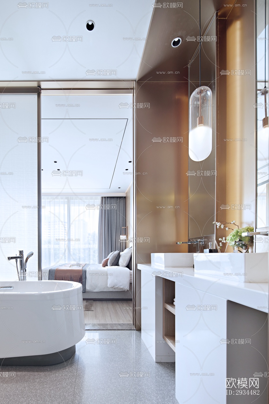 新中式平层效果图下载（渲染图12）