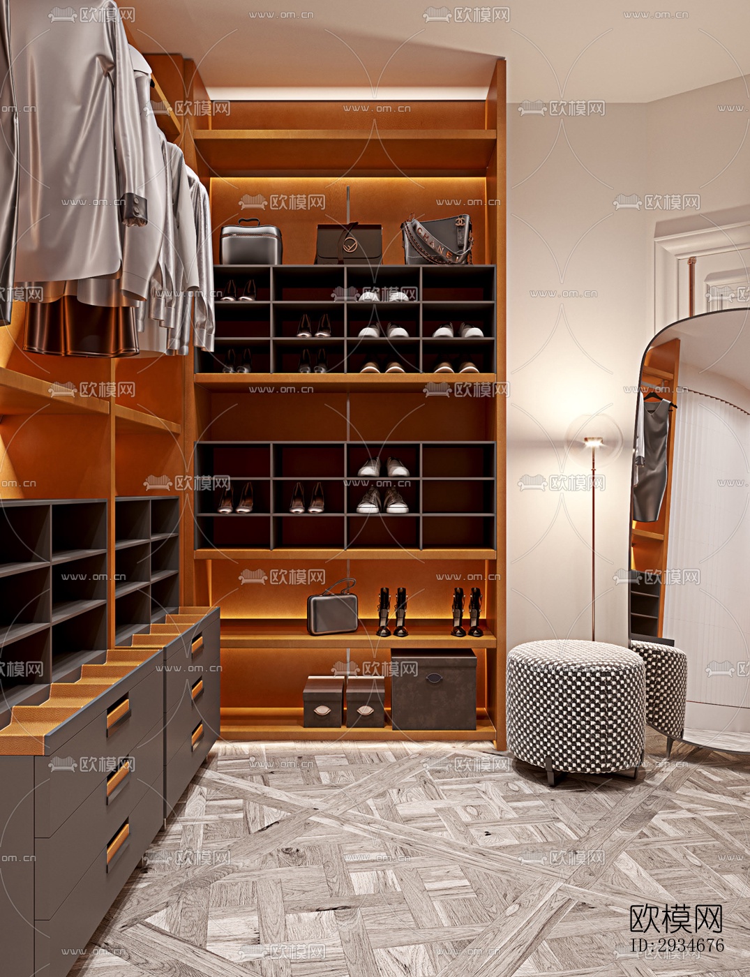 欧式平层效果图下载（渲染图4）