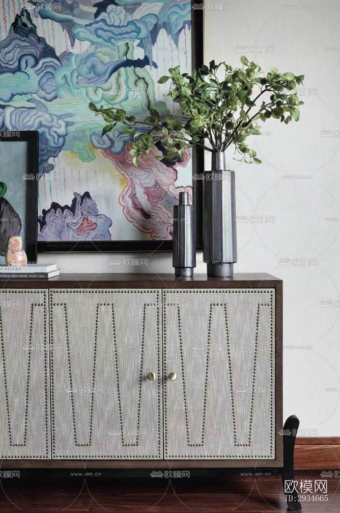 新中式平层效果图下载（渲染图11）