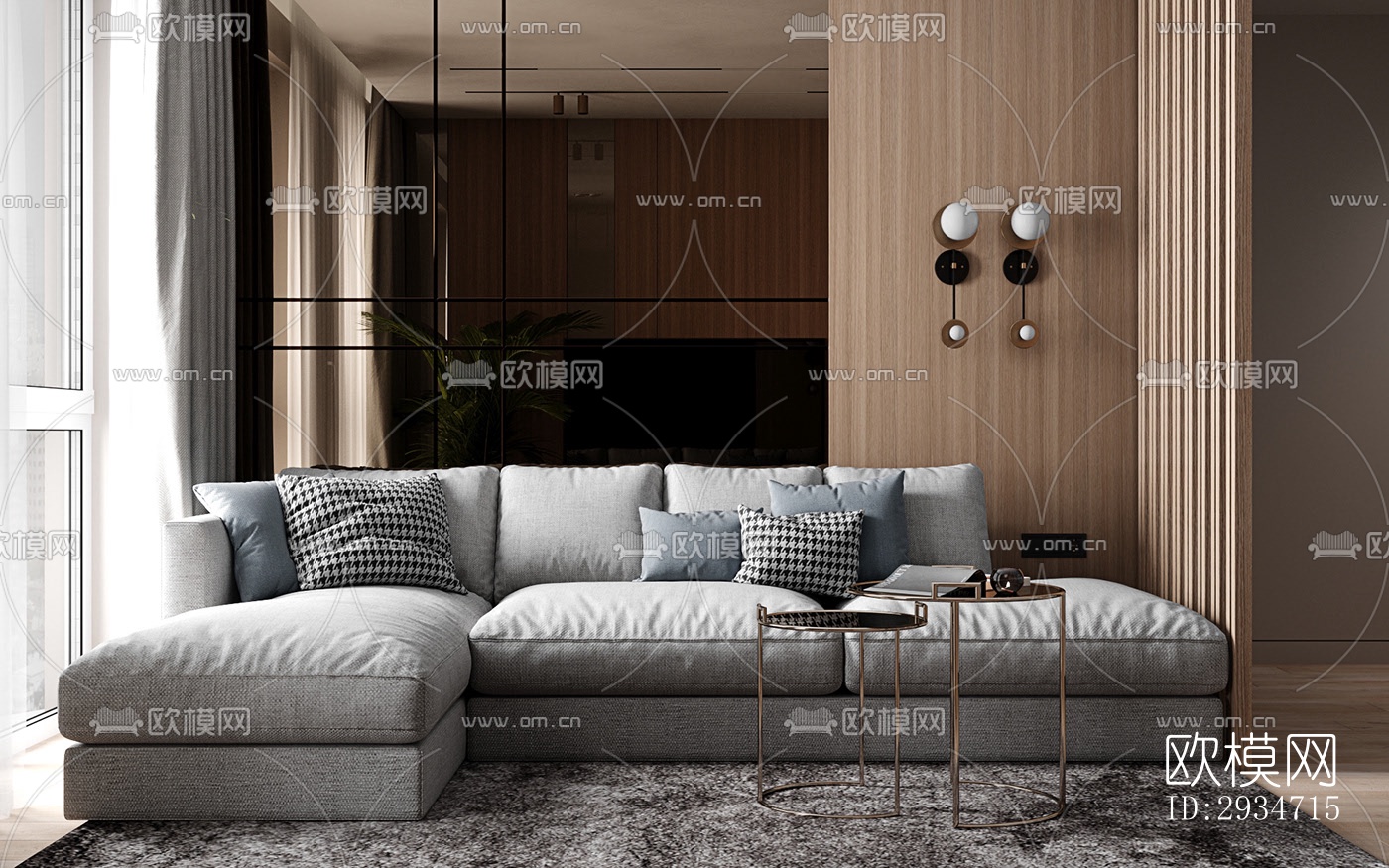 现代平层效果图下载（渲染图1）