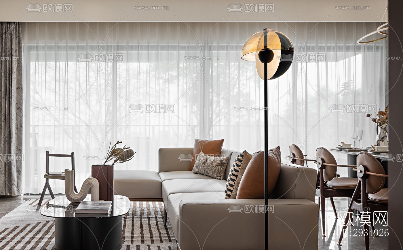 现代平层效果图下载（渲染图20）