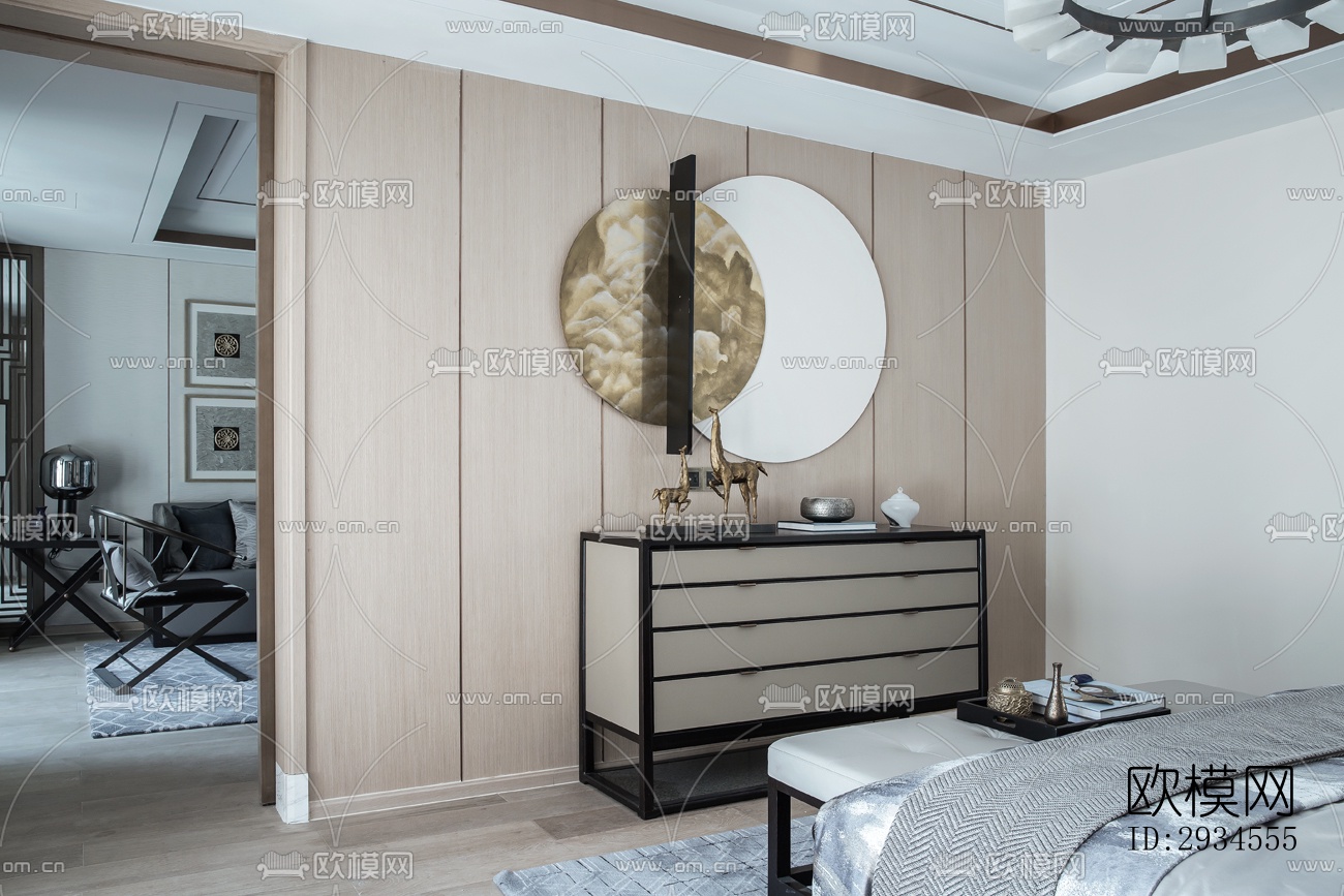 新中式平层效果图下载（渲染图13）