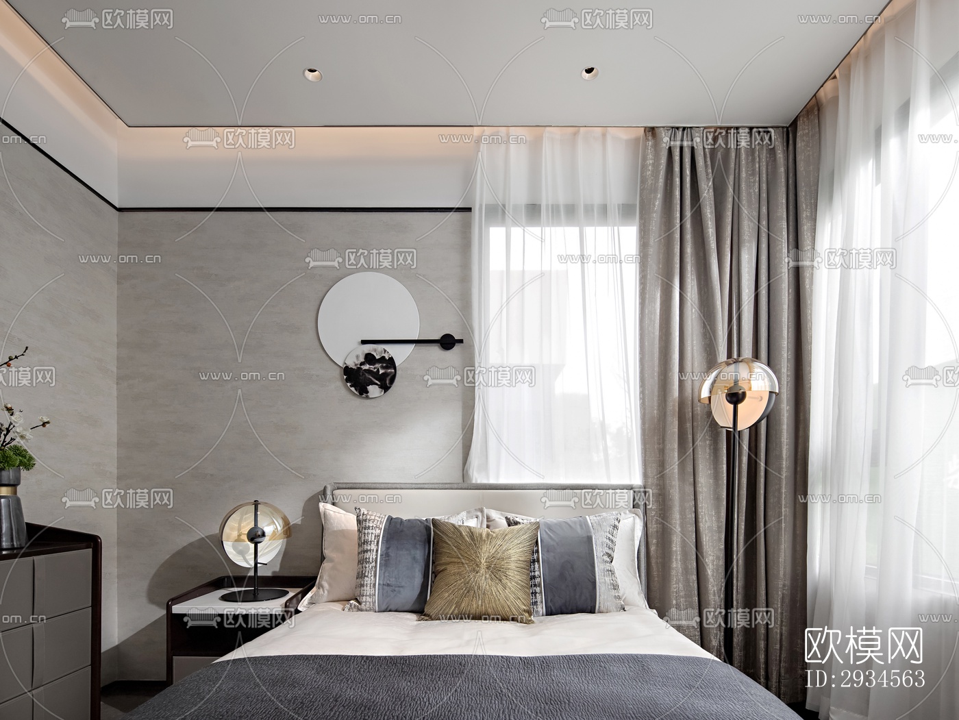 新中式平层效果图下载（渲染图6）