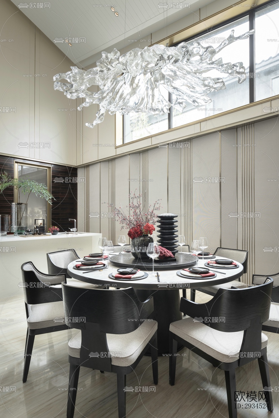 新中式平层效果图下载（渲染图16）