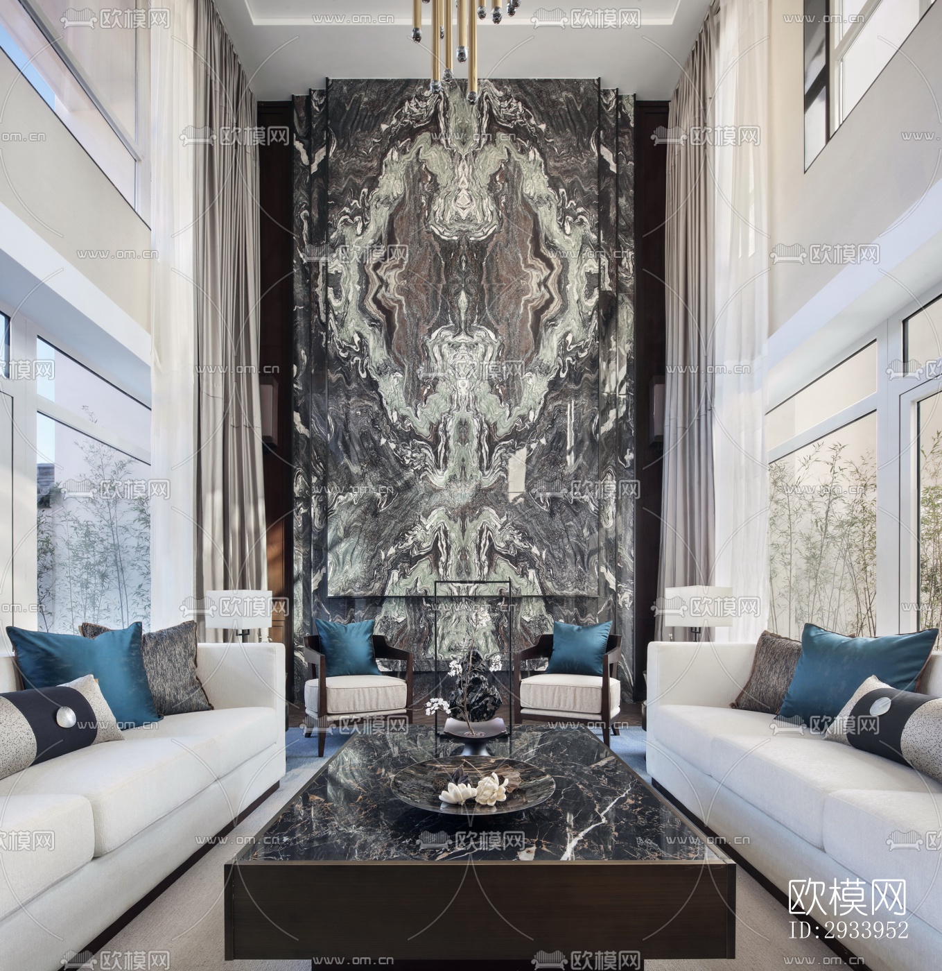 新中式别墅效果图下载（渲染图17）