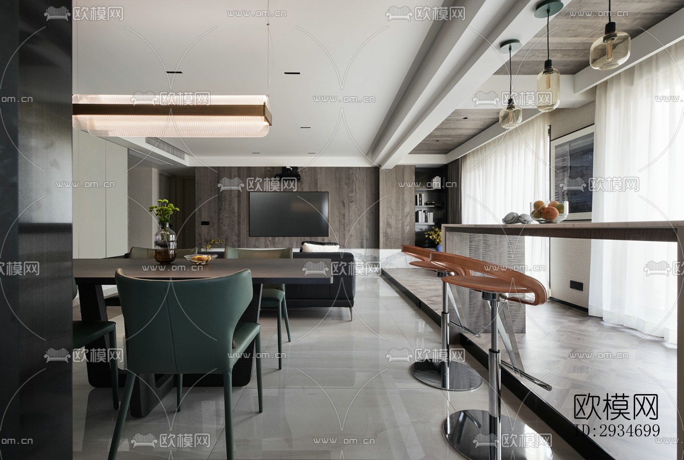 现代平层效果图下载（渲染图16）