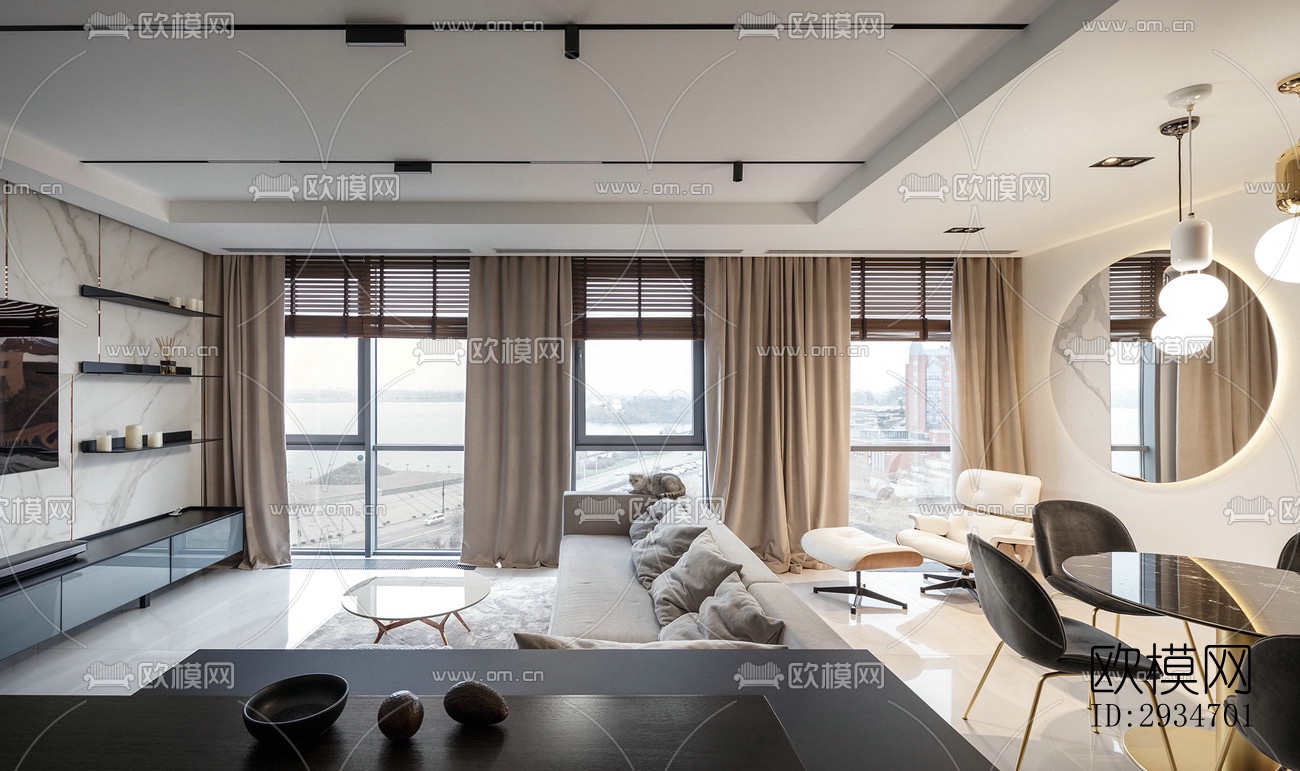 现代平层效果图下载（渲染图14）