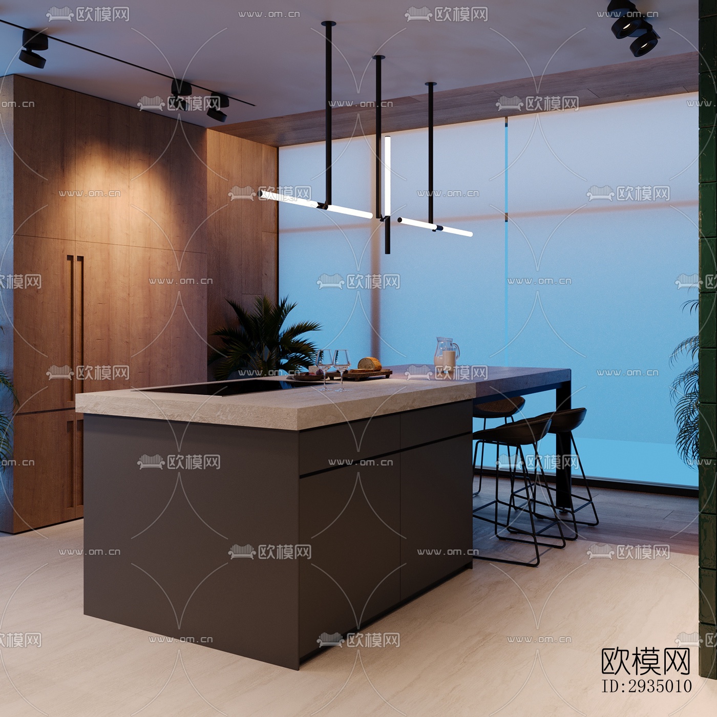 现代平层效果图下载（渲染图14）