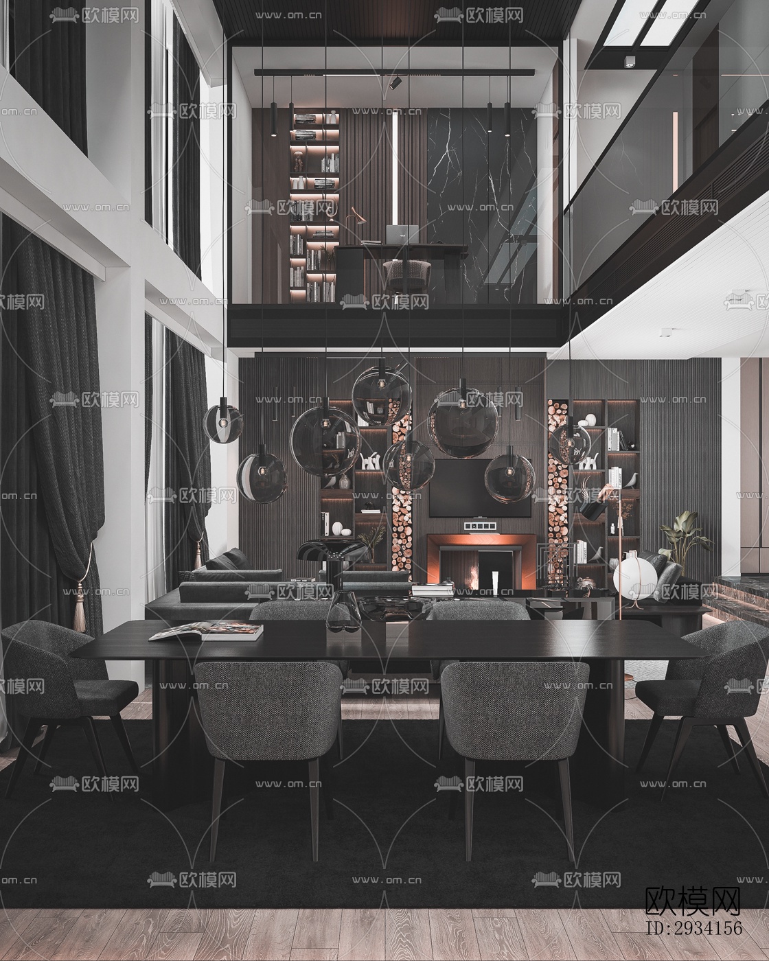 高级灰别墅效果图下载（渲染图15）