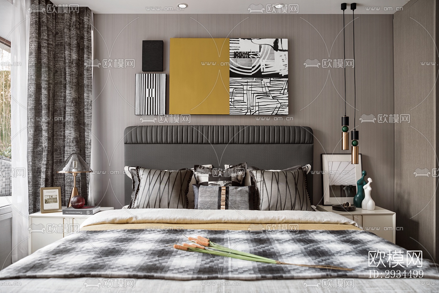 新中式平层效果图下载（渲染图7）