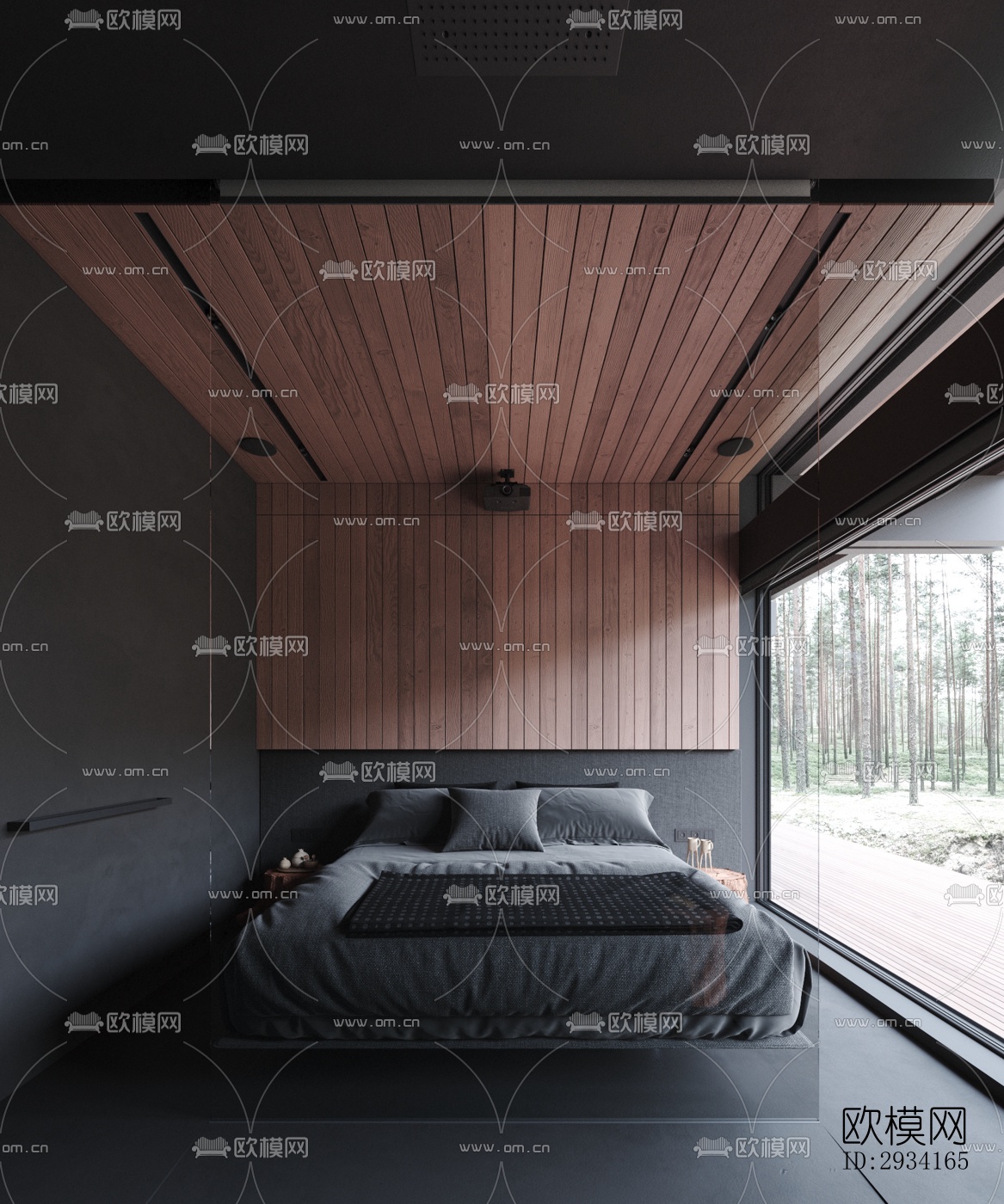 高级灰别墅效果图下载（渲染图4）