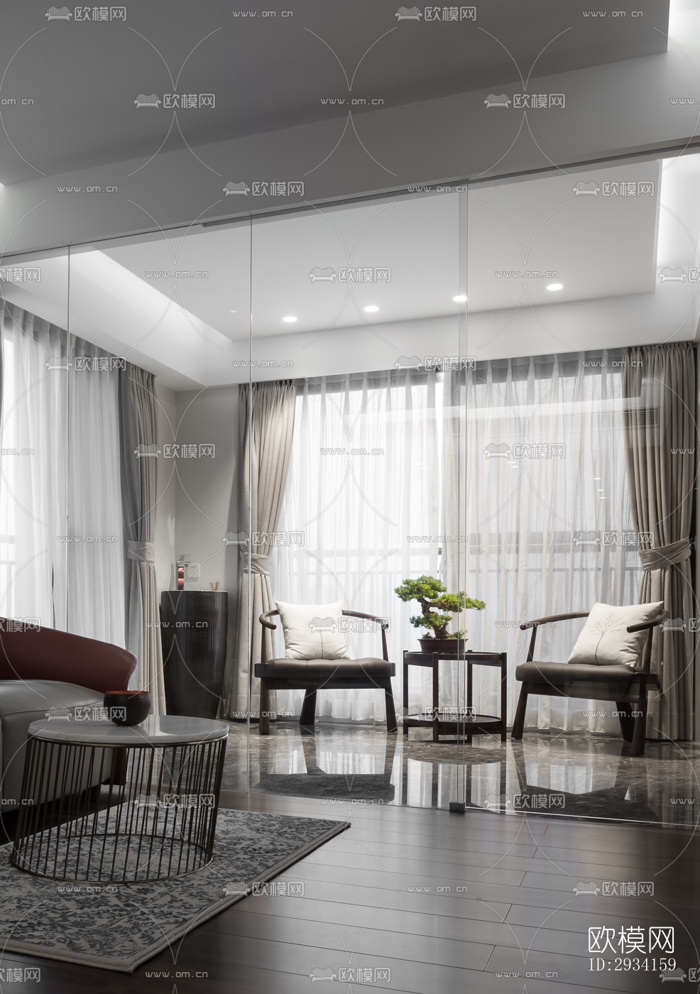 高级灰别墅效果图下载（渲染图2）