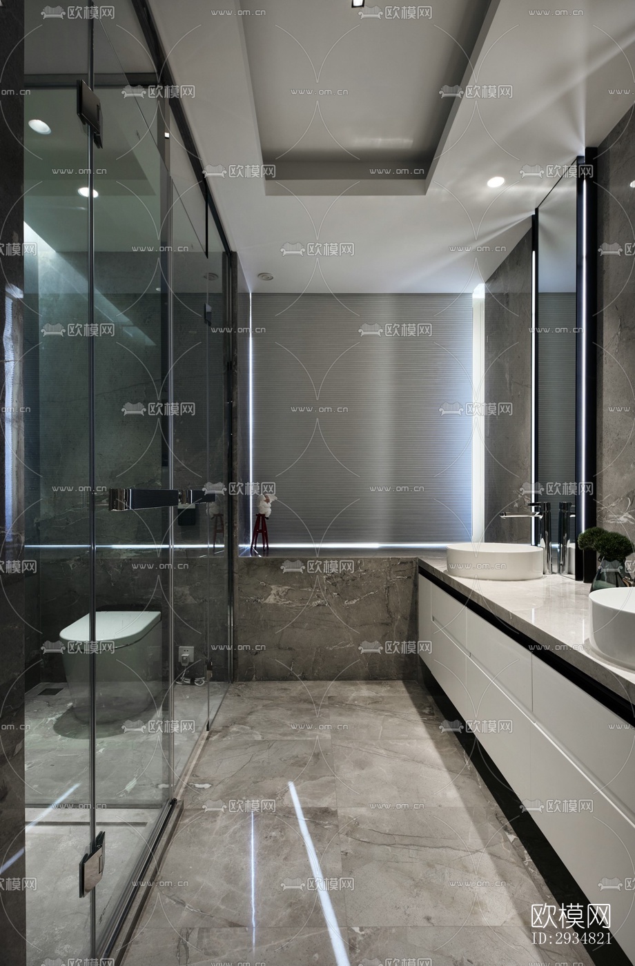 现代平层效果图下载（渲染图12）