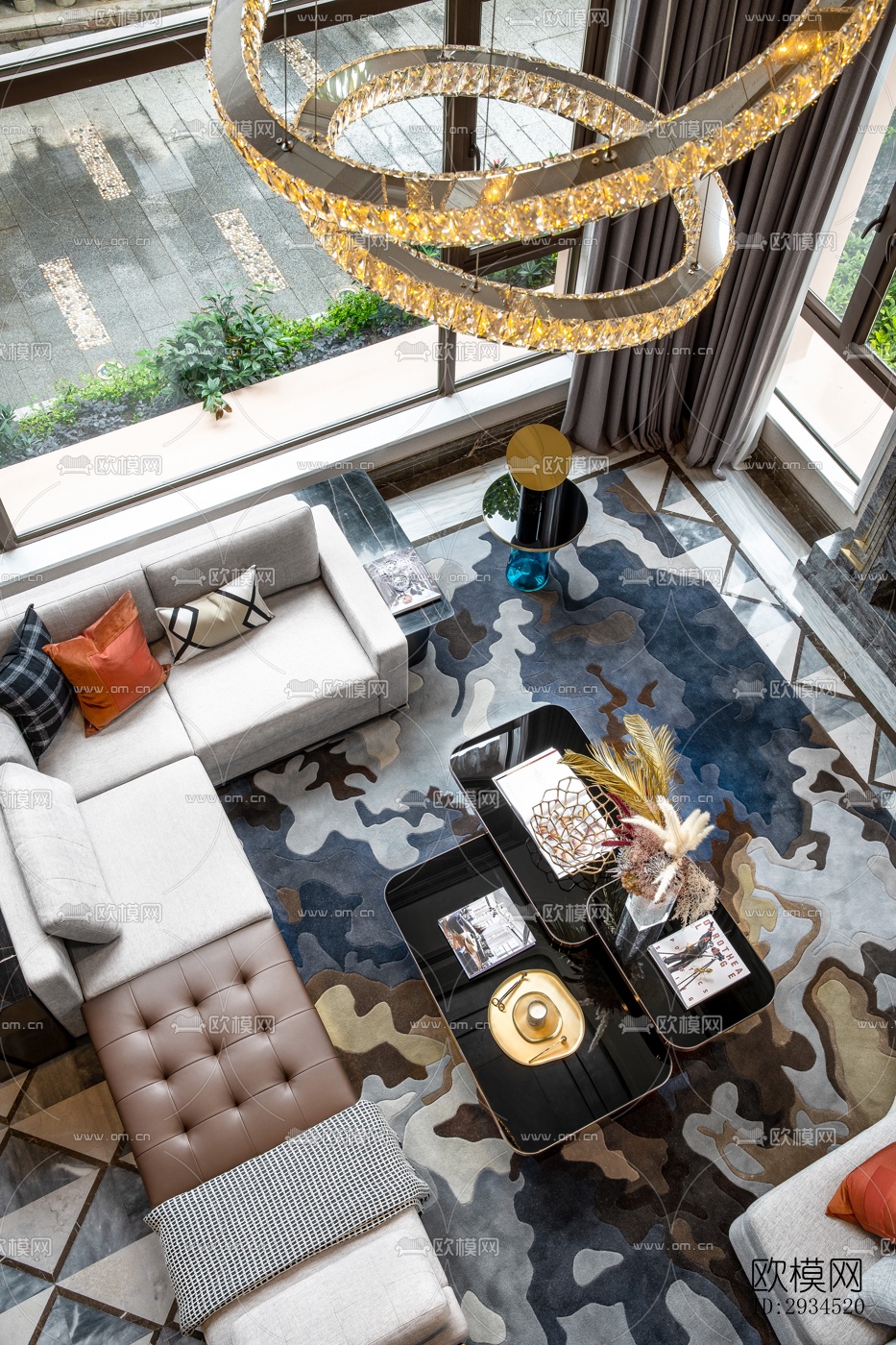 新中式平层效果图下载（渲染图8）