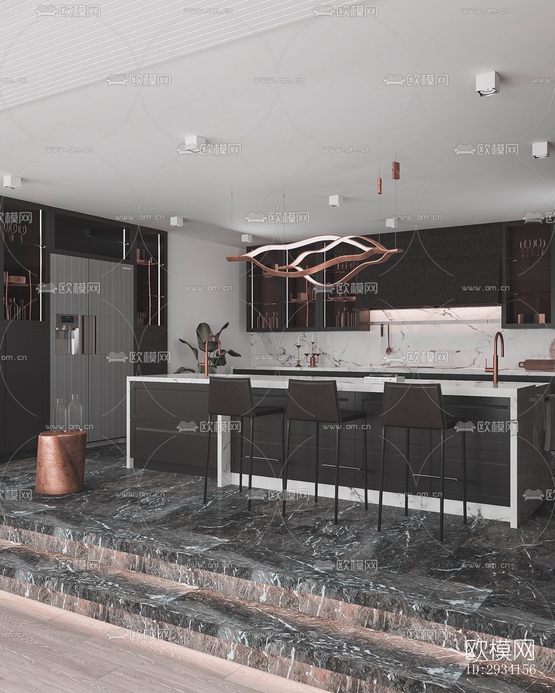 高级灰别墅效果图下载（渲染图7）