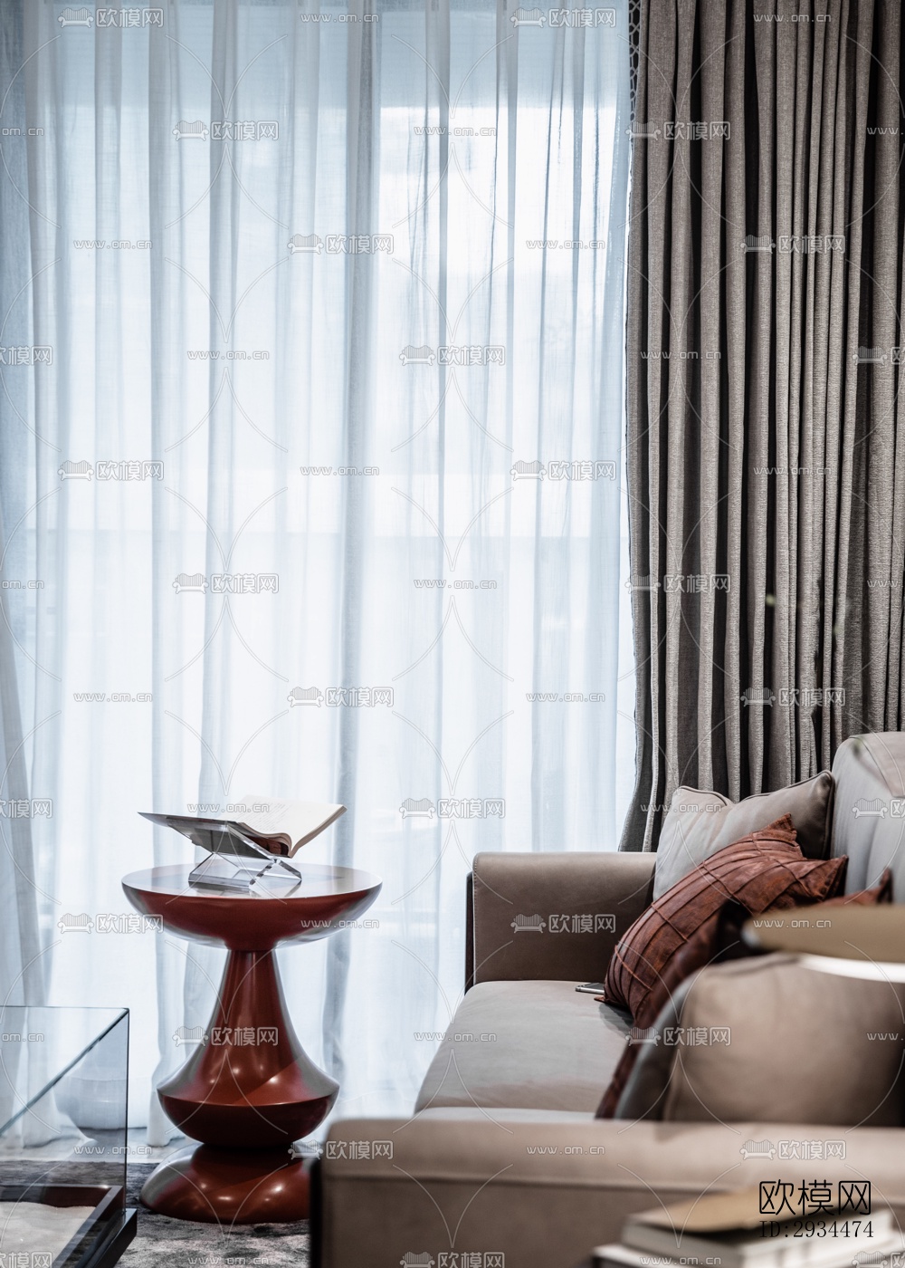 新中式平层效果图下载（渲染图2）