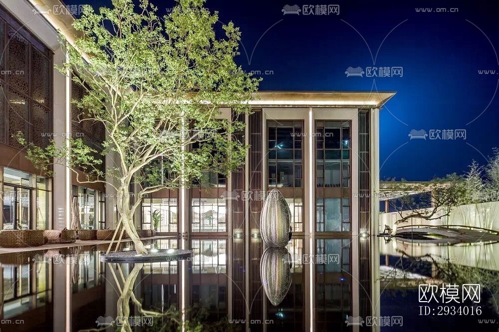 新中式别墅效果图下载（渲染图16）