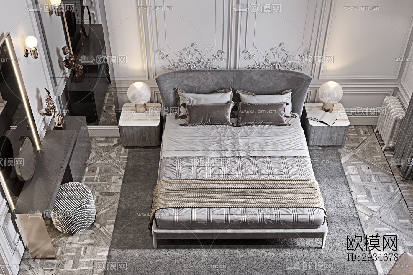 欧式平层效果图下载（渲染图9）