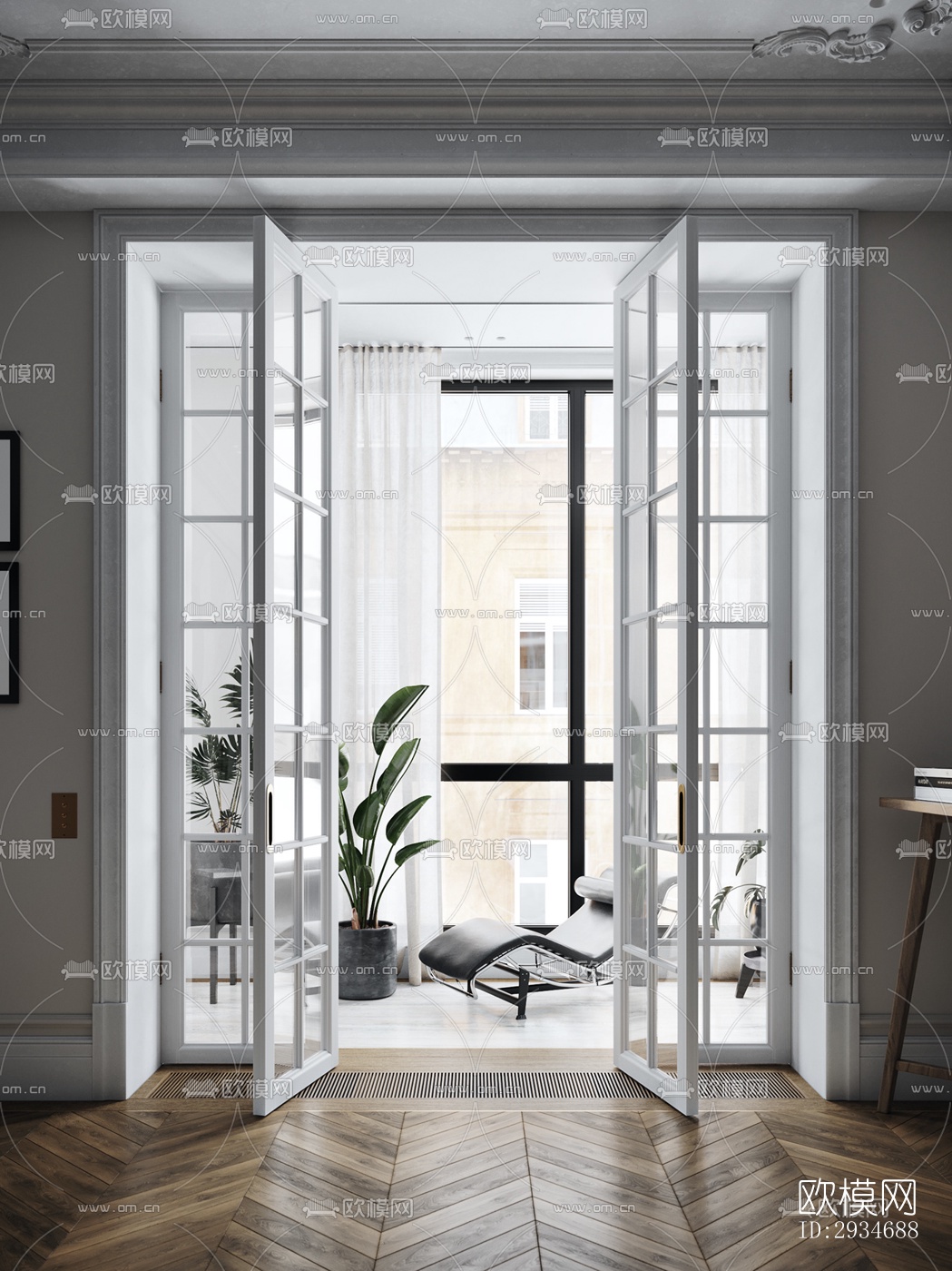 欧式平层效果图下载（渲染图3）