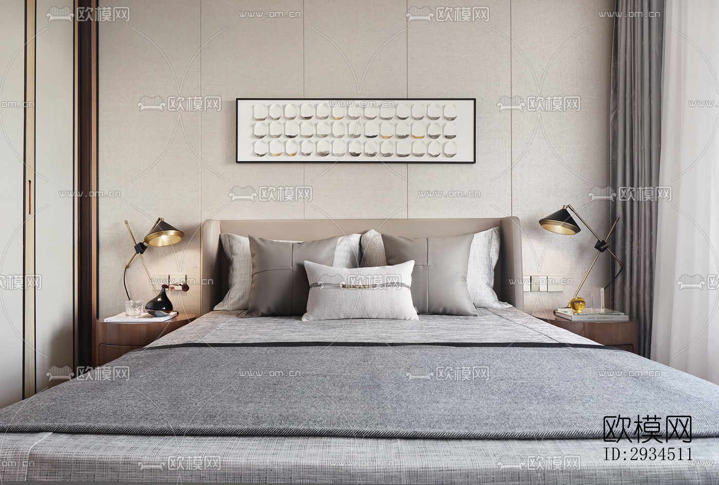 新中式平层效果图下载（渲染图9）