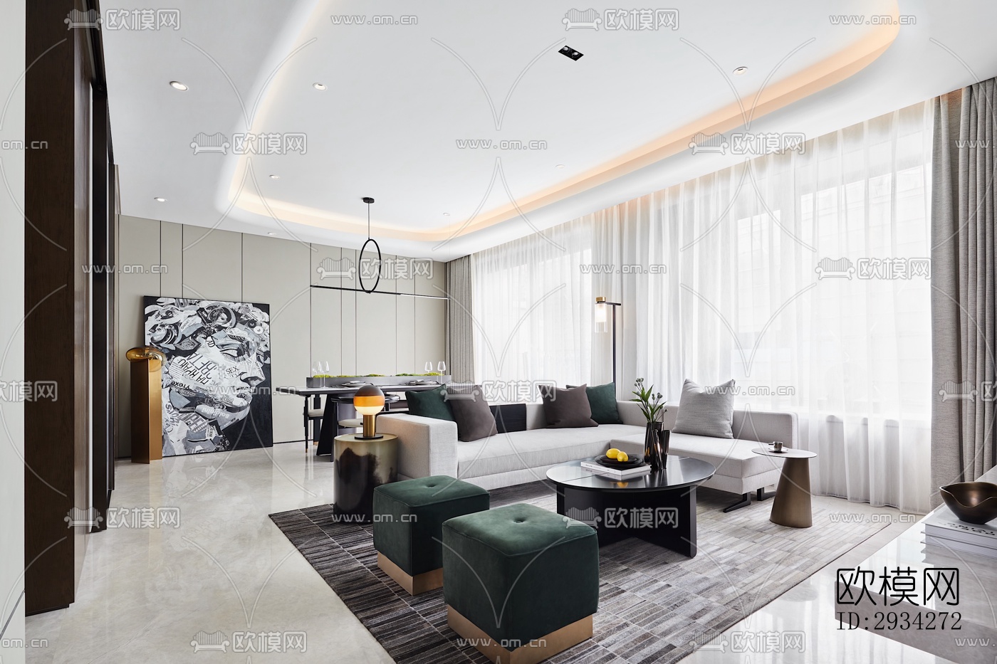 现代复式效果图下载（渲染图8）