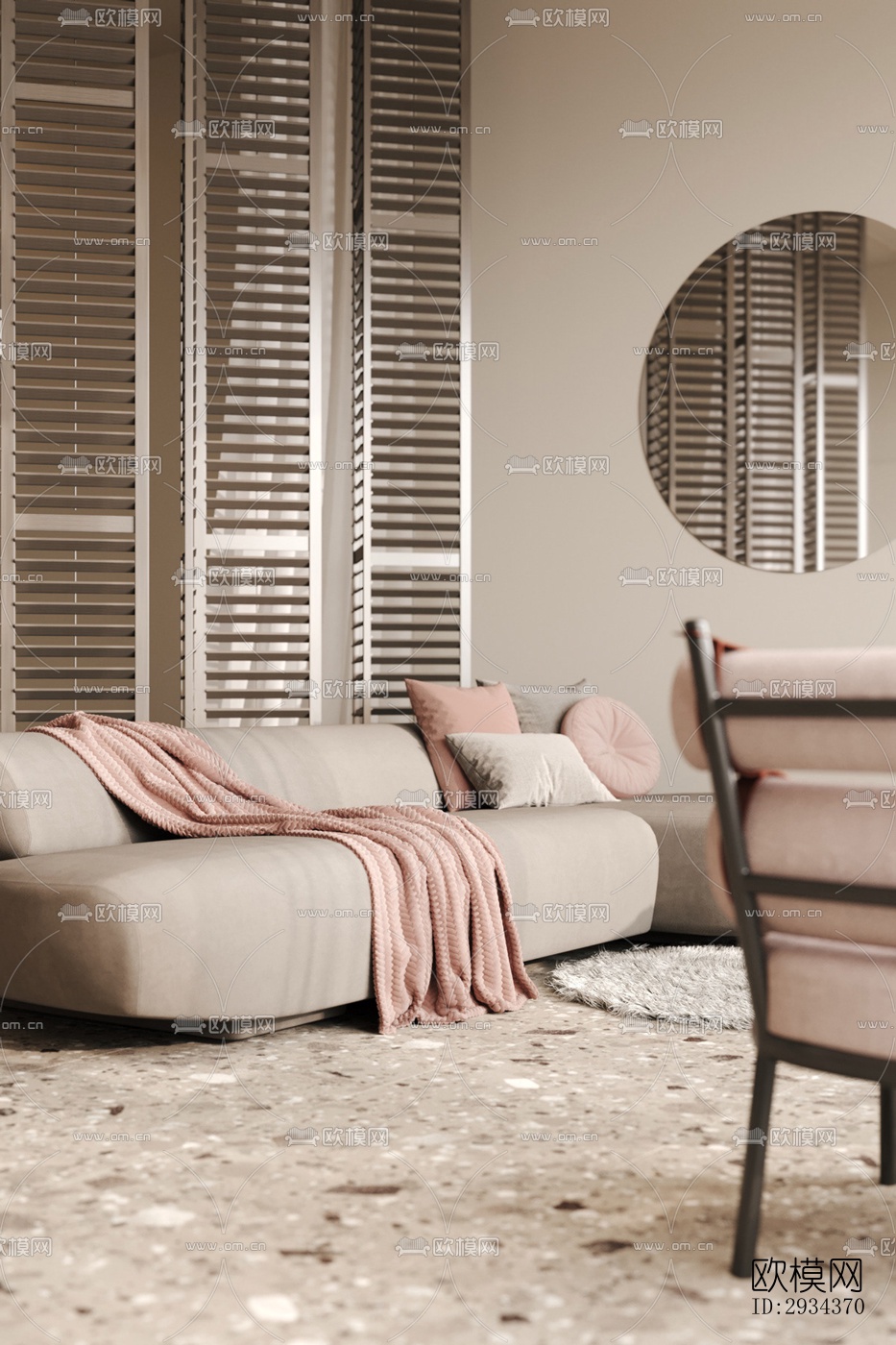 侘寂平层效果图下载（渲染图1）