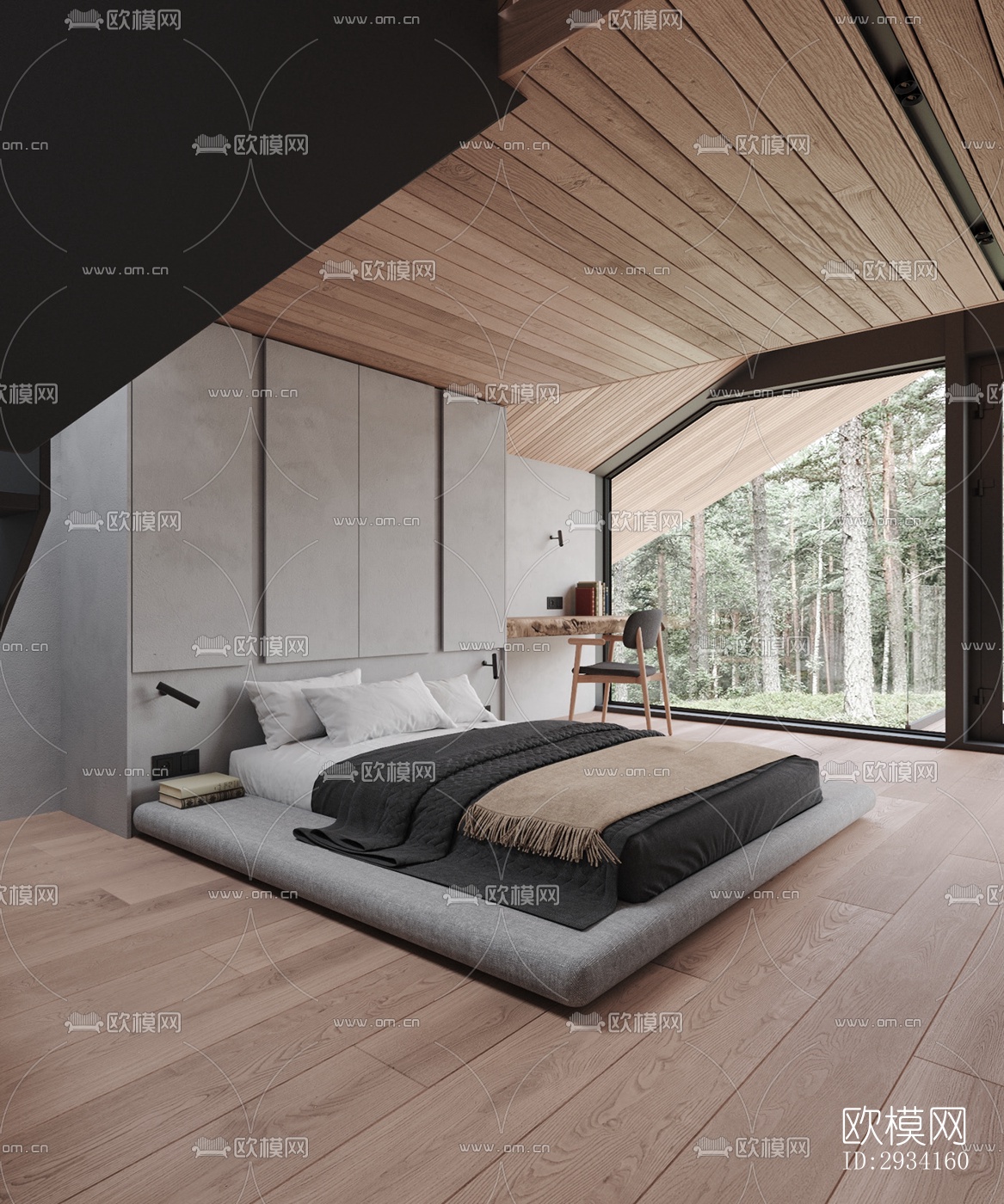 高级灰别墅效果图下载（渲染图4）