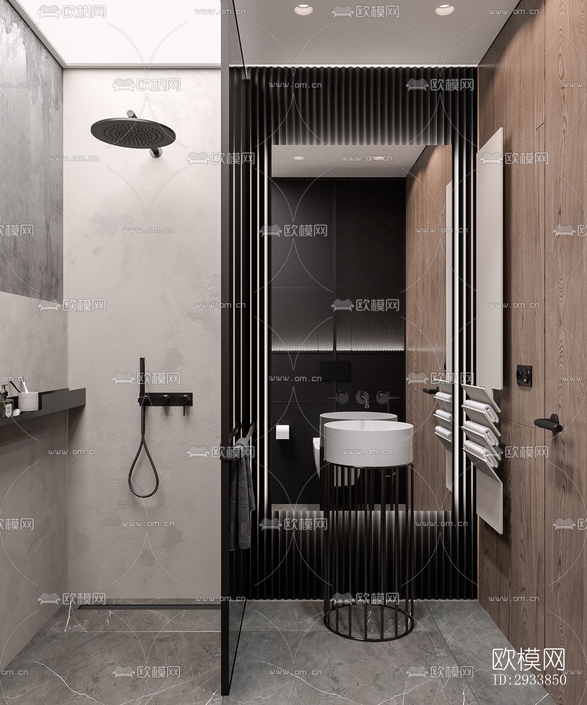 高级灰公寓效果图下载（渲染图7）