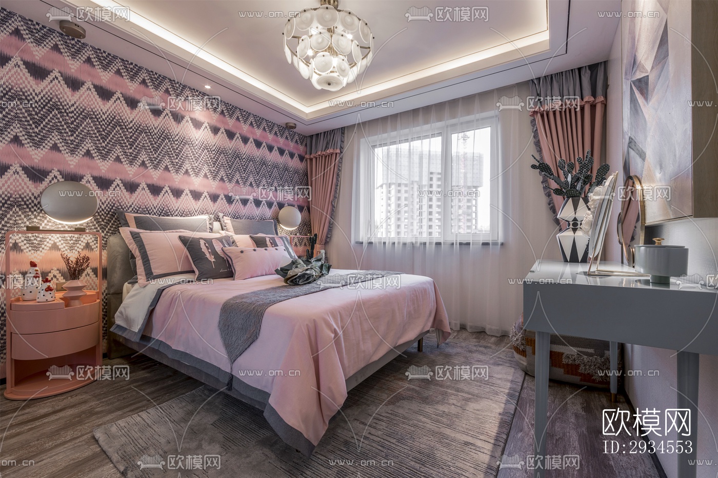 新中式平层效果图下载（渲染图14）