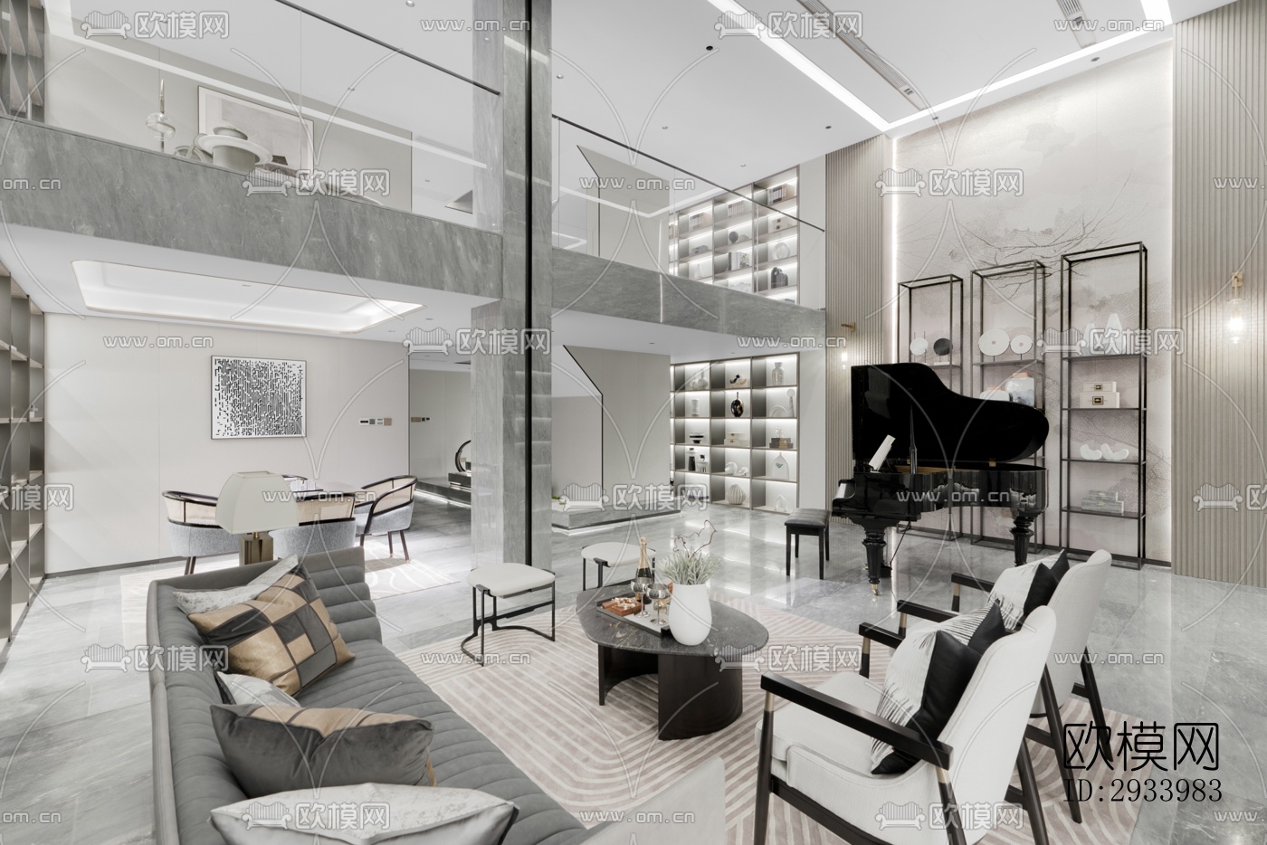 新中式别墅效果图下载（渲染图8）