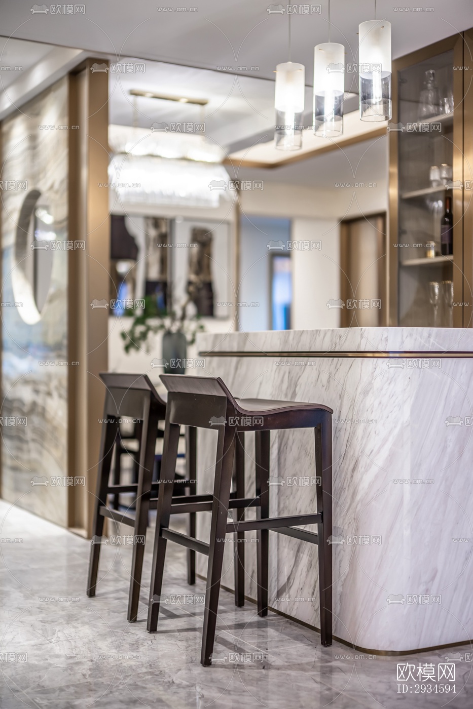 新中式平层效果图下载（渲染图20）