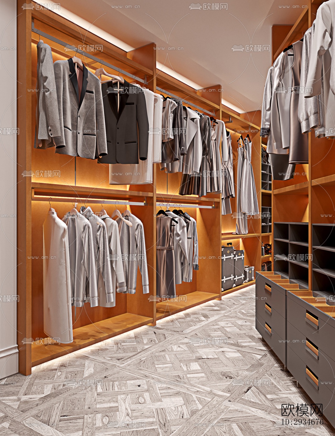 欧式平层效果图下载（渲染图2）