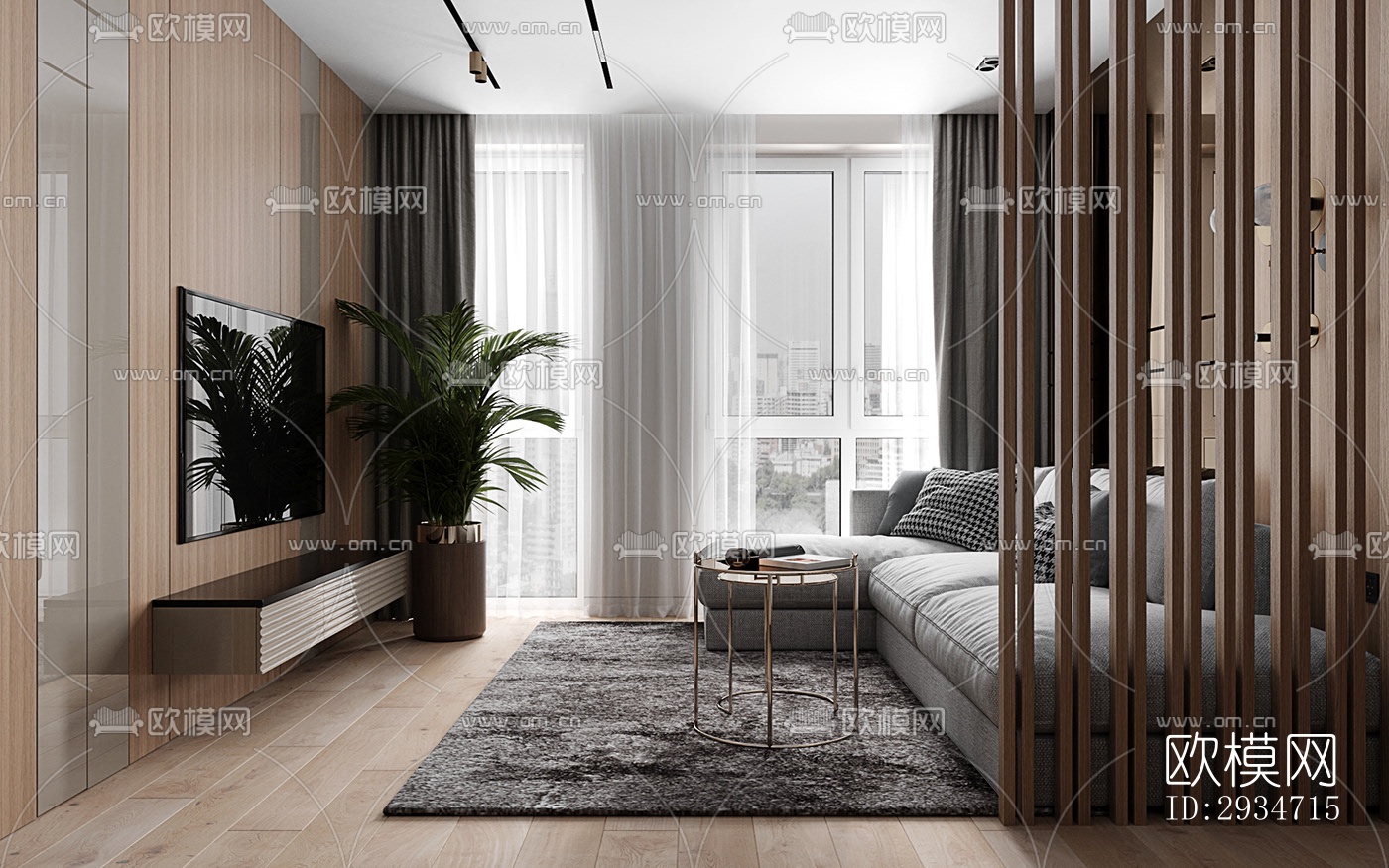 现代平层效果图下载（渲染图14）