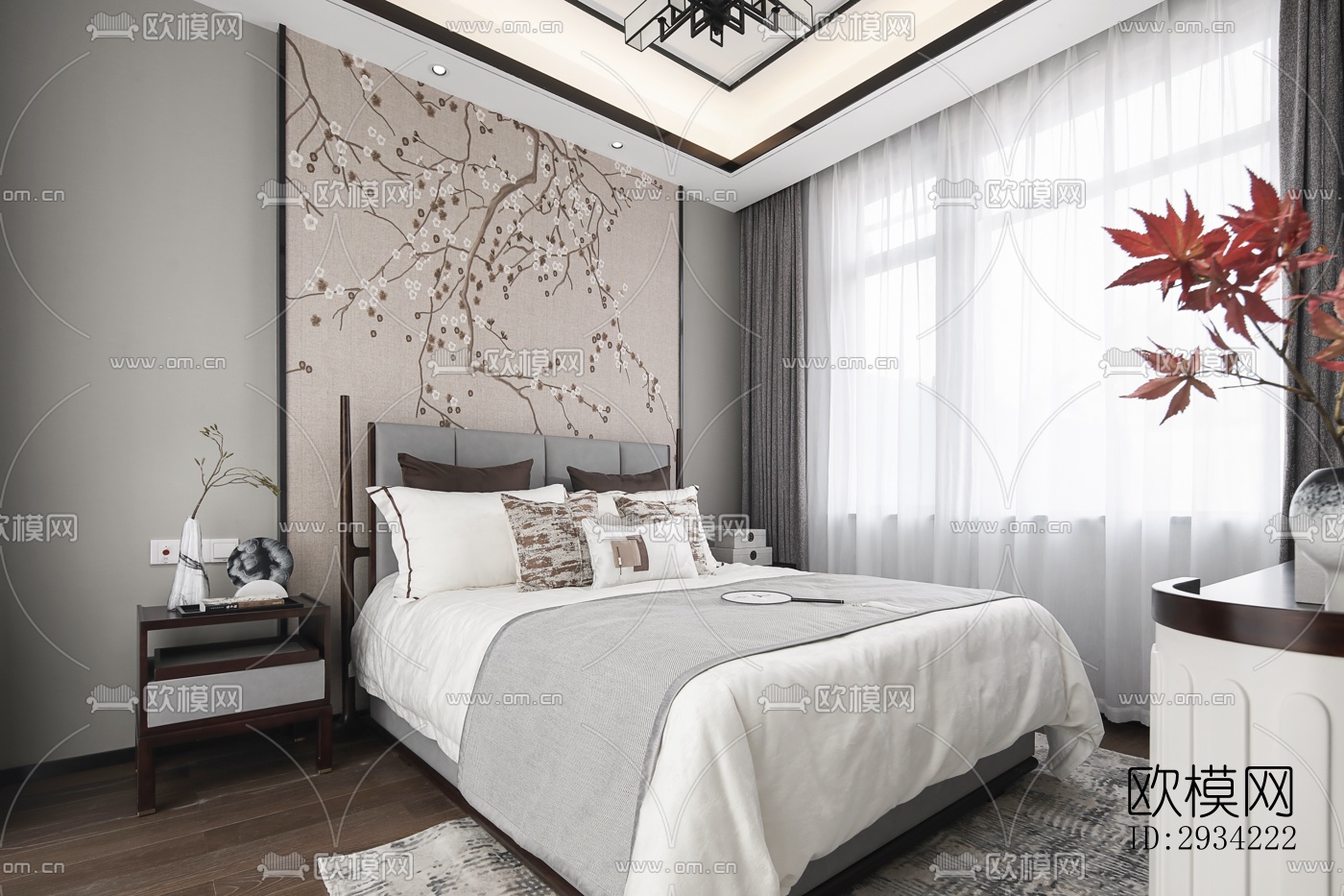 新中式复式效果图下载（渲染图9）