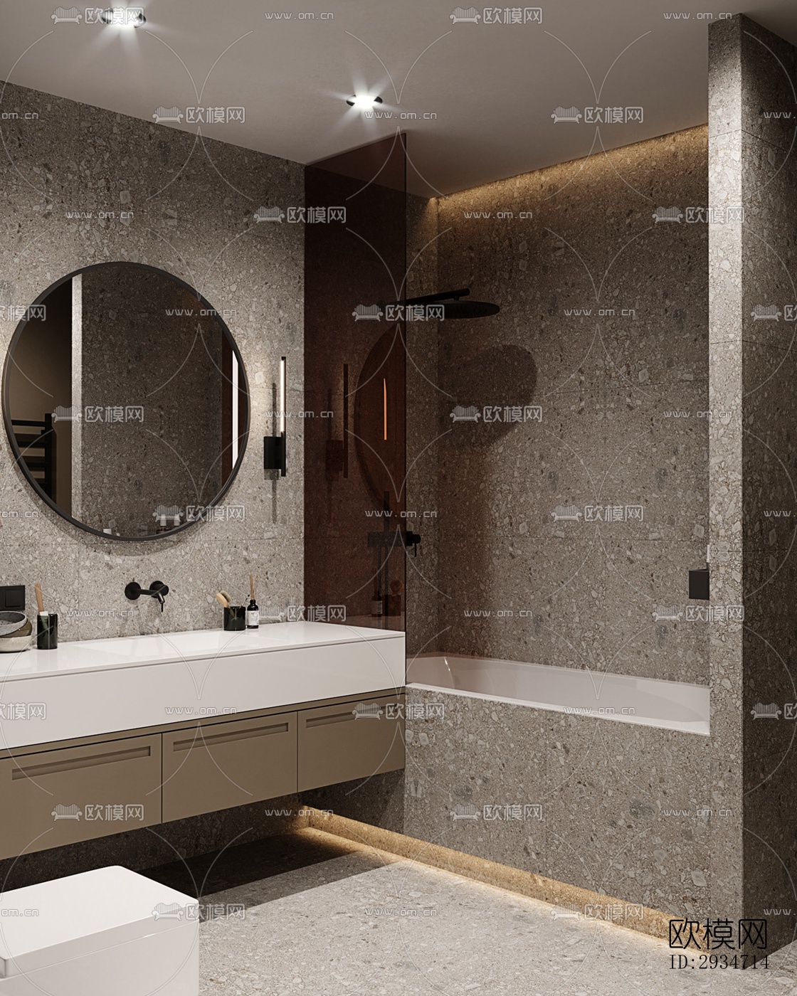 现代平层效果图下载（渲染图10）