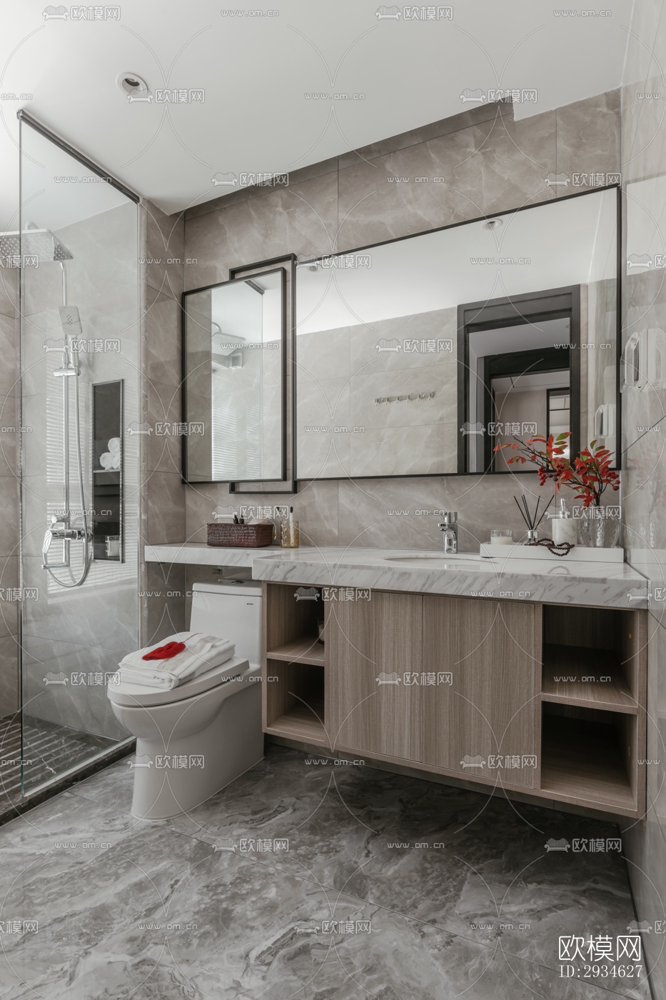 新中式平层效果图下载（渲染图15）