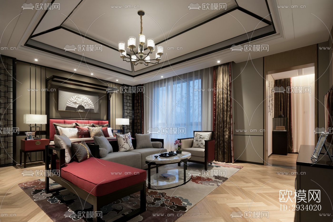 新中式别墅效果图下载（渲染图17）