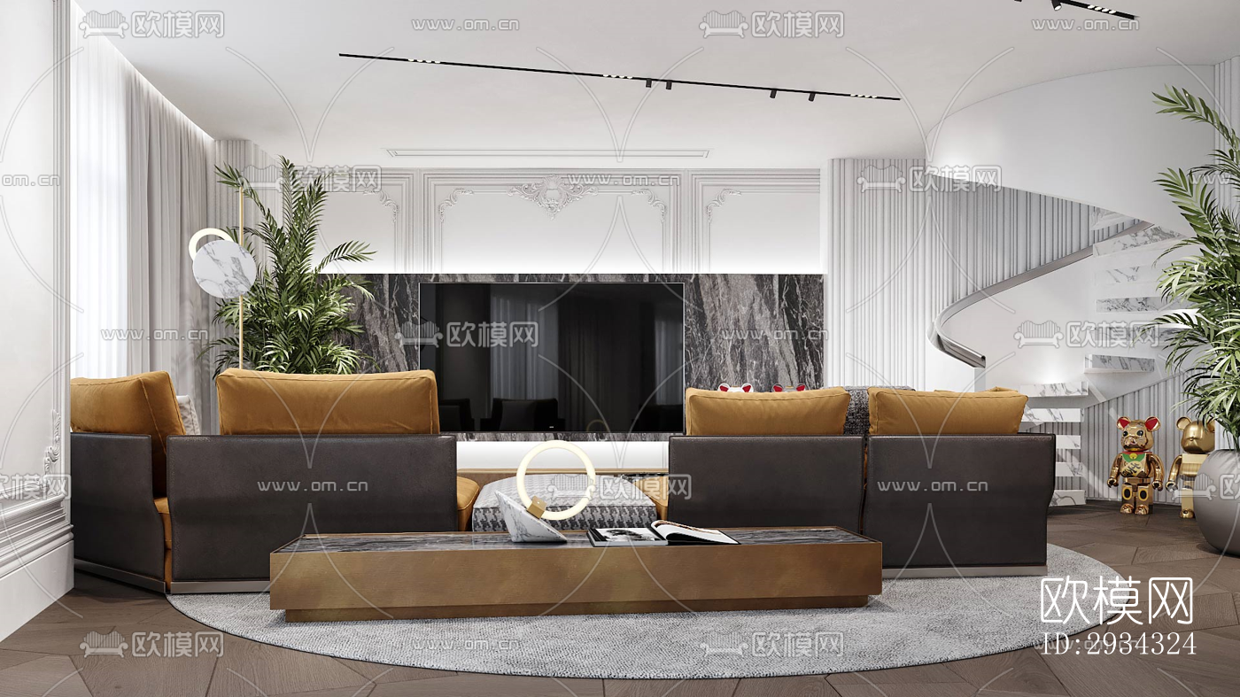 现代复式效果图下载（渲染图14）