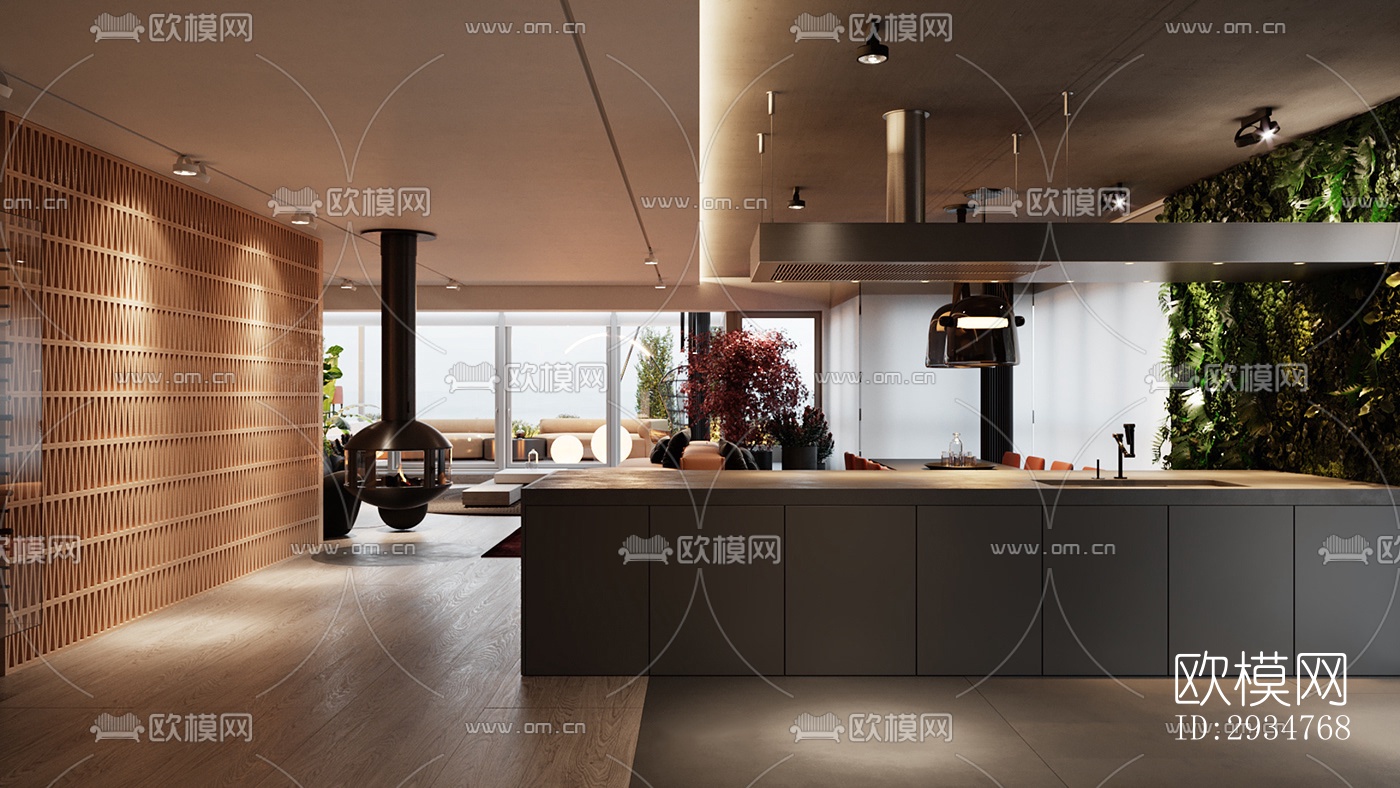 现代平层效果图下载（渲染图12）