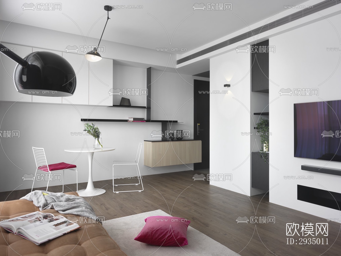 现代平层效果图下载（渲染图15）