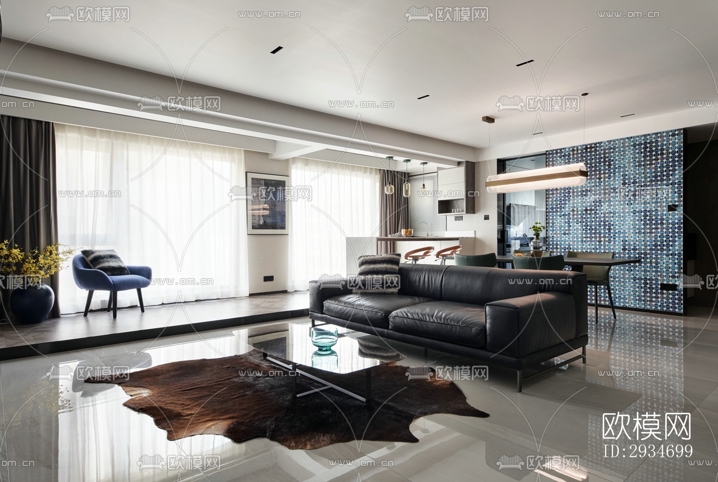 现代平层效果图下载（渲染图12）