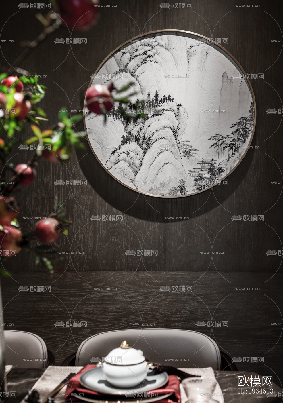 新中式平层效果图下载（渲染图10）