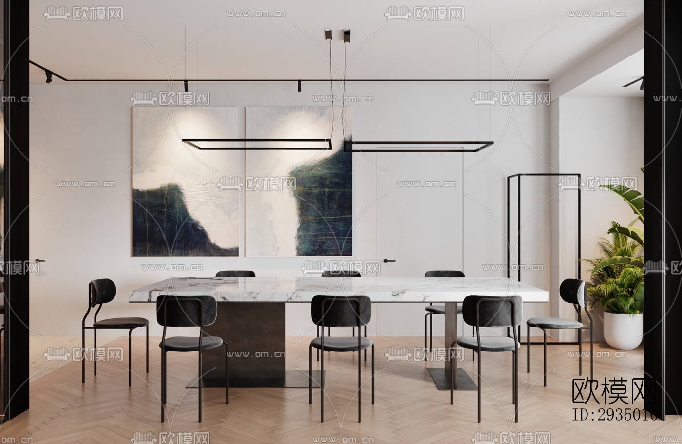 现代平层效果图下载（渲染图2）