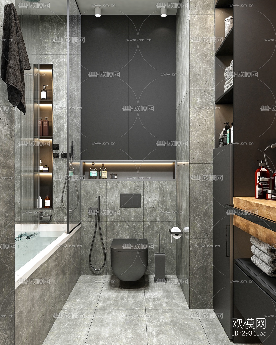 高级灰别墅效果图下载（渲染图17）