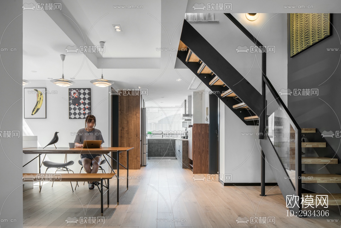 现代复式效果图下载（渲染图2）