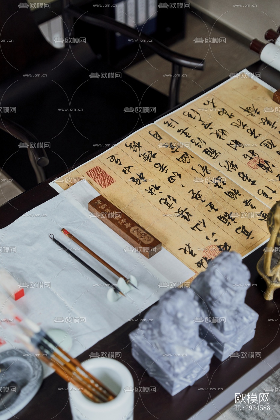 新中式平层效果图下载（渲染图17）