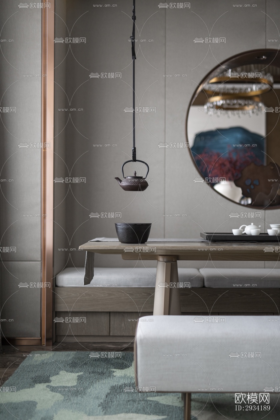 新中式复式效果图下载（渲染图10）