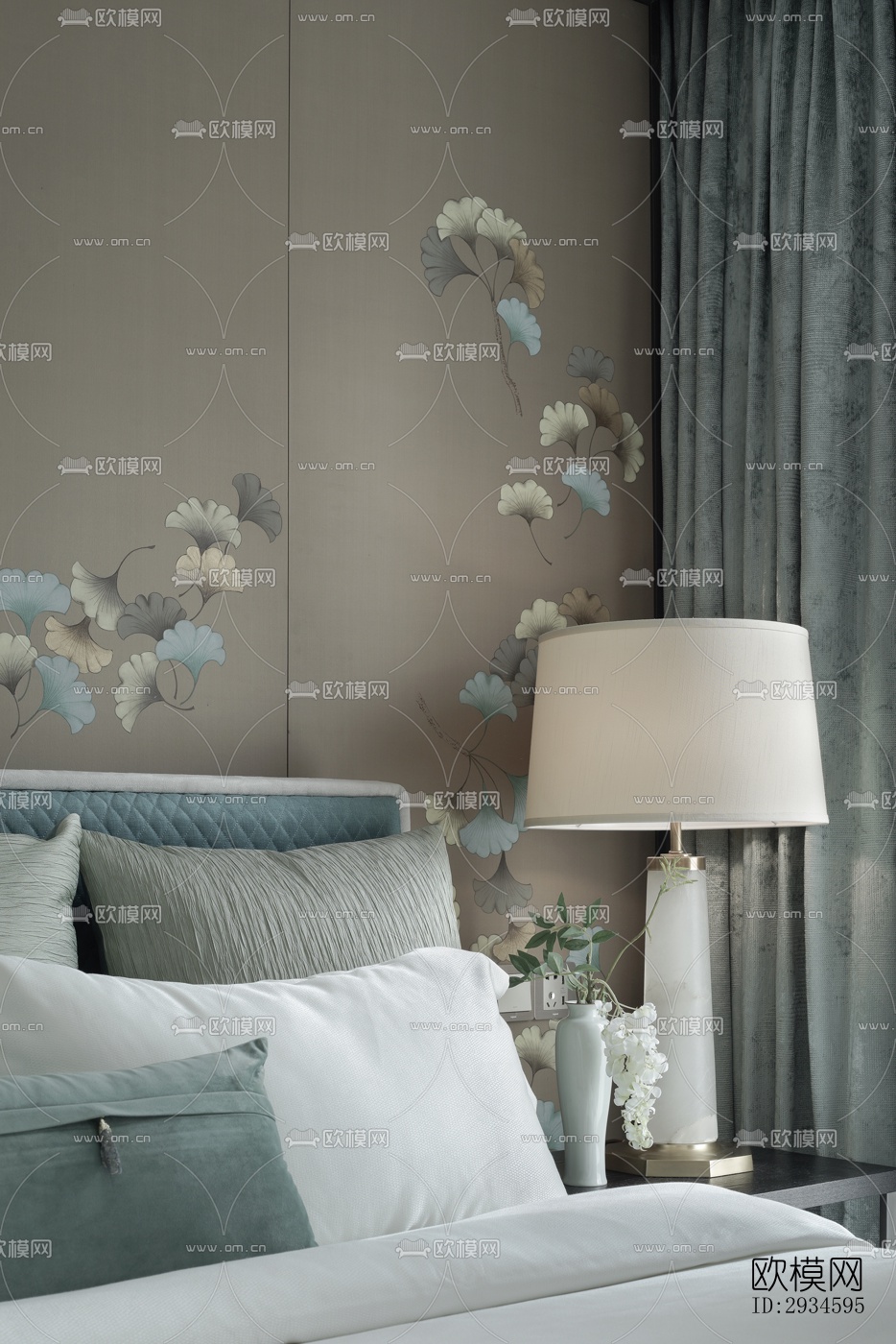 新中式平层效果图下载（渲染图9）