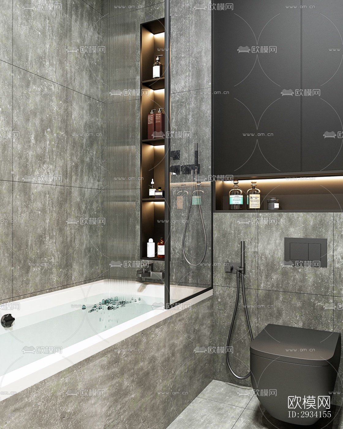 高级灰别墅效果图下载（渲染图20）